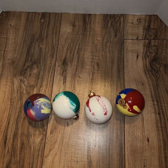 Set Of 4 Painted Multi Color Christmas Ornament - Picture 4 of 6